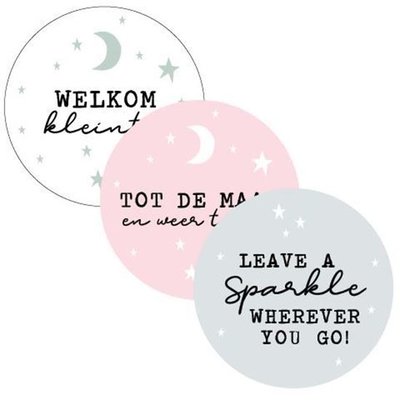 Stickers Welkom kleintje/tot de maan assorti