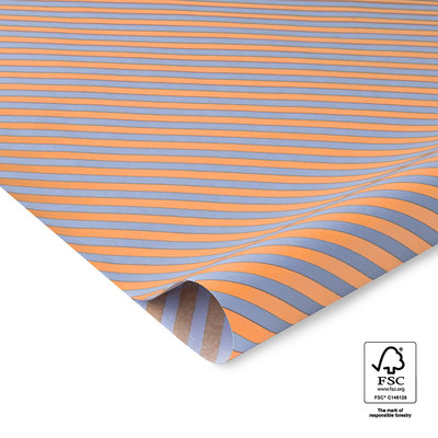 Vloeipapier Stripes - peach / sea blue