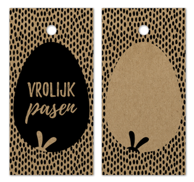 Cadeaulabel Vrolijk Pasen kraft/zwart