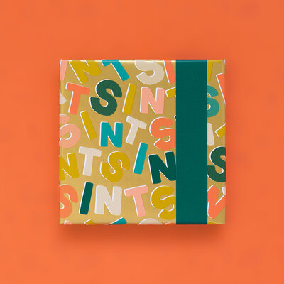 Cadeaupapier Sint Letters goud - jade blue