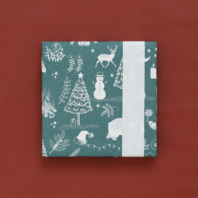 Cadeaupapier X-mas Vintage Blue