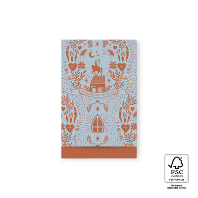 Cadeauzakjes Sint Illustratie Blue - Cognac 12 x 19