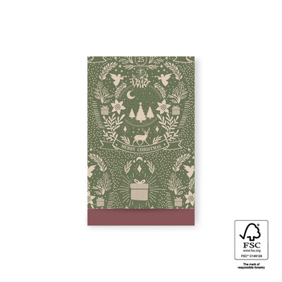 Cadeauzakjes X-mas Illustration Green - Beet Red 12 x 19