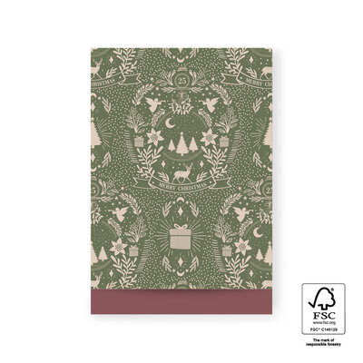 Cadeauzakjes X-mas Illustration Green - Beet Red 17 x 25