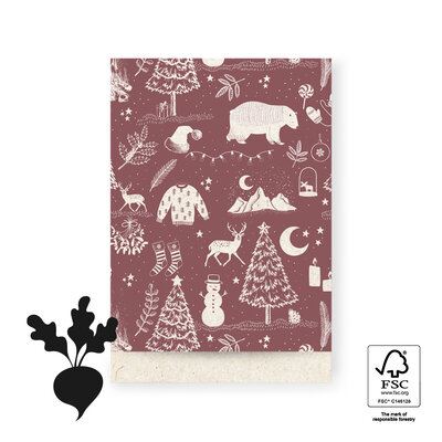 Cadeauzakjes X-mas Vintage Beet Red 17 x 25
