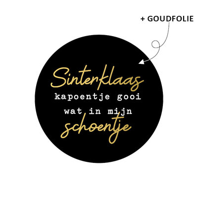 Sticker Sinterklaas kapoentje-gooi-wat-in-mijn-schoentje (black/gold)