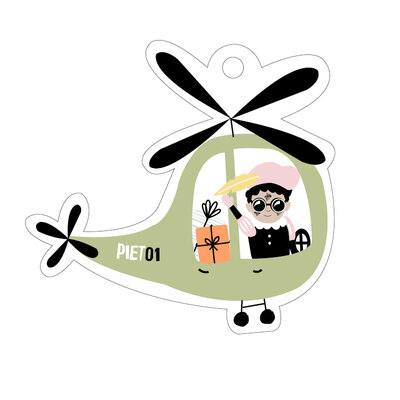 Cadeaulabel Sint helicopter