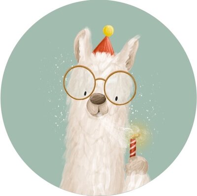 Stickers Lama met kaarsje