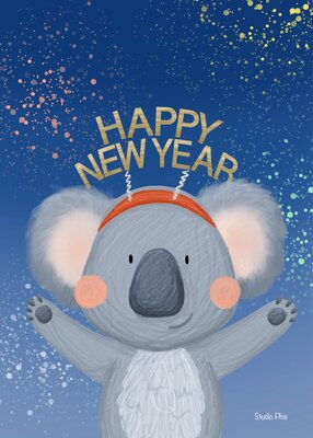 Ansichtkaart Happy new year Koala
