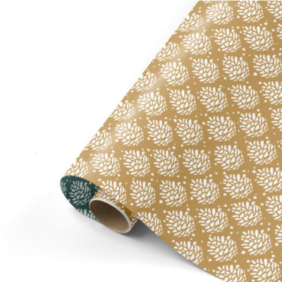 Cadeaupapier Pinecone Pattern oker/wit