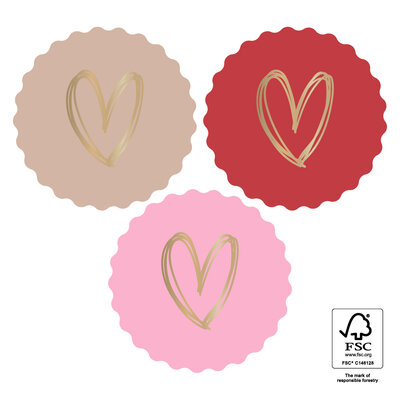 Stickers Hearts Gold - pink '23