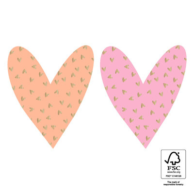 Stickers Duo - Small Hearts Gold - Pink