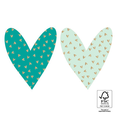 Stickers Duo - Small Hearts Gold - Green
