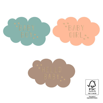 Stickers Baby Cloud Text Gold - Sweet