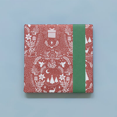 Cadeaupapier X-mas - Illustration Warm Red-Dark Green