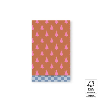 Cadeauzakjes Tree Cognac/Pink - Check Polar Blue 12 x 19