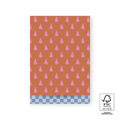 Cadeauzakjes Tree Cognac/Pink - Check Polar Blue 17 x 25 cm