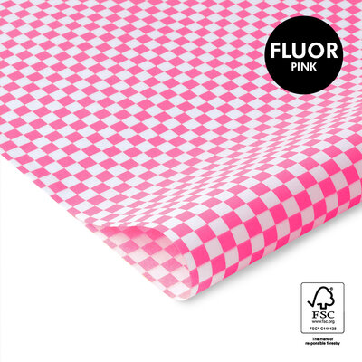 Vloeipapier Check - Fluor Pink