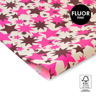 Vloeipapier Big Stars - Fluor Pink /Beet Red