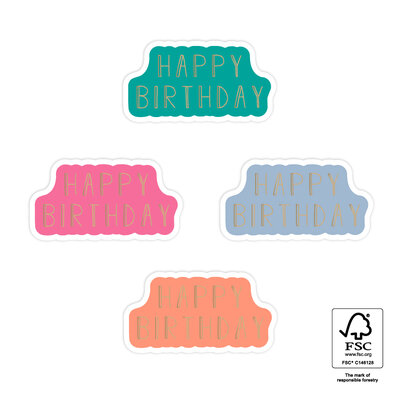 Stickers Happy birthday gold - bright