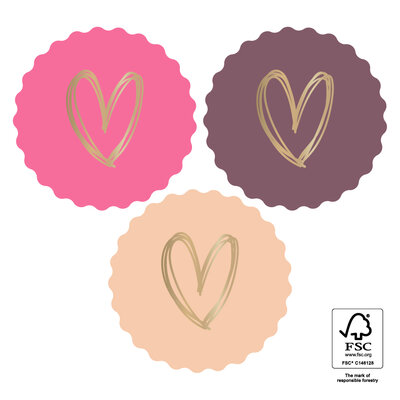 Stickers Hearts Gold - warm