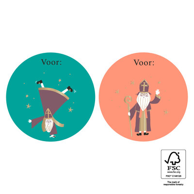 Stickers duo Sint acrobaat - goud