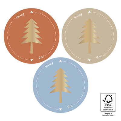 Stickers Multi - Tree/ Text Gold '23