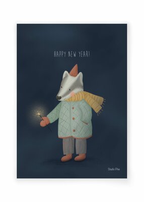 Ansichtkaart Happy new year! (Das)
