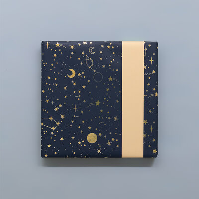 Cadeaupapier Galaxy Midnight Blue Gold Foil - Dark Sand