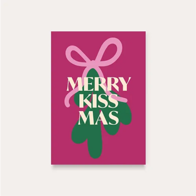 Kerstkaart Merry Kiss mas