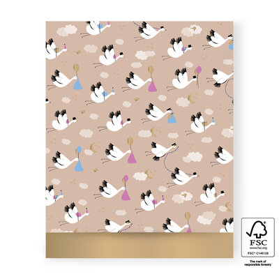 Cadeauzakjes Baby Bird Beige - Gold 27 x 34