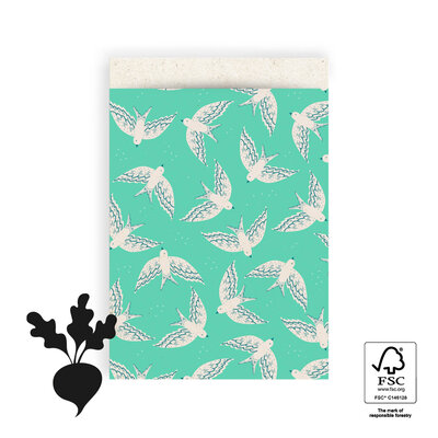 Cadeauzakjes Birds Mint 17 x 25 cm