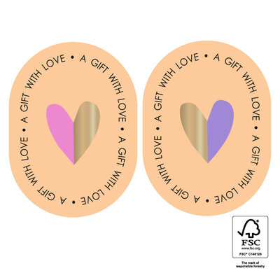 Stickers Duo - Oval Heart Gold