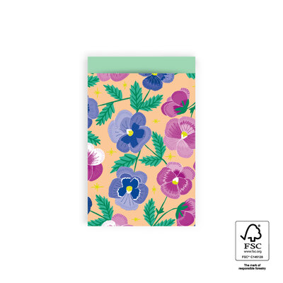 Cadeauzakjes Pansy Flowers - Mint 12 x 19