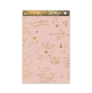 Cadeauzakjes Mistletoe kisses roze/goud 17 x 25