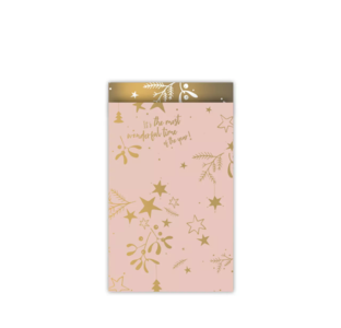 Cadeauzakjes Mistletoe kisses roze/goud 12 x 19