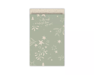 Cadeauzakjes Mistletoe kisses grasspaper/salie 12 x 19